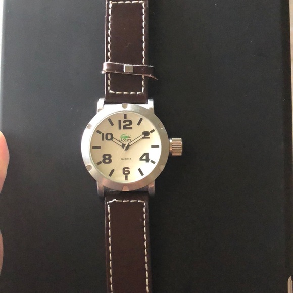 lacoste genuine leather watch